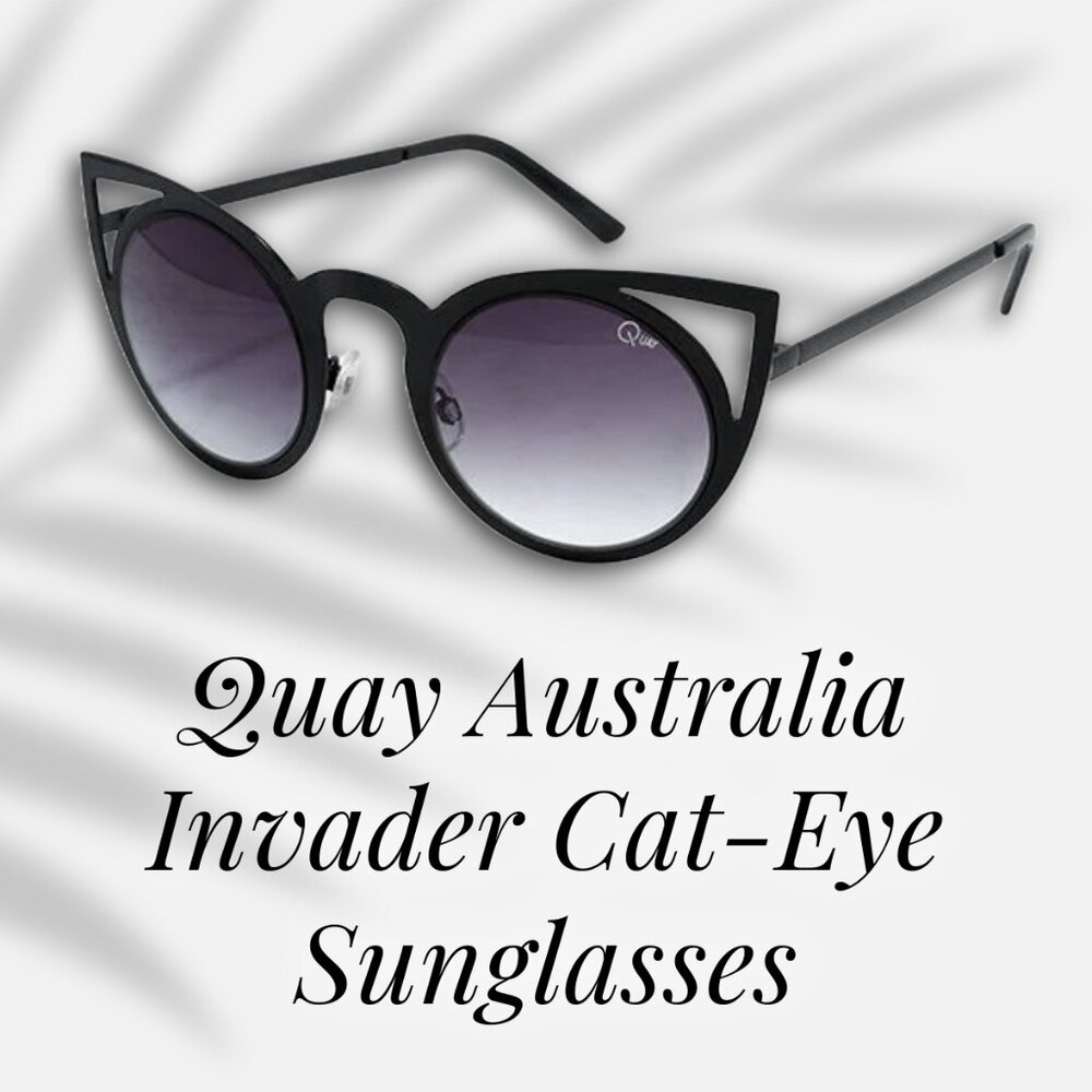 QUAY Australia Invader Sunglasses – Black – Cat-Eye Cutout Frames